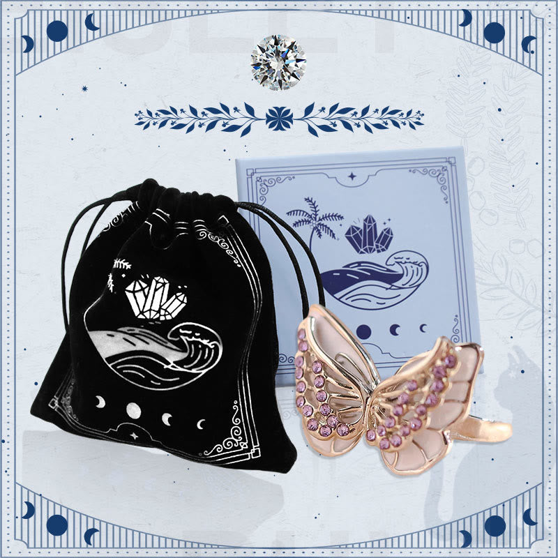 Für Das Denkmal Fliegen Wir Mit Uns Doppel -Schmetterlings -Zirkonring