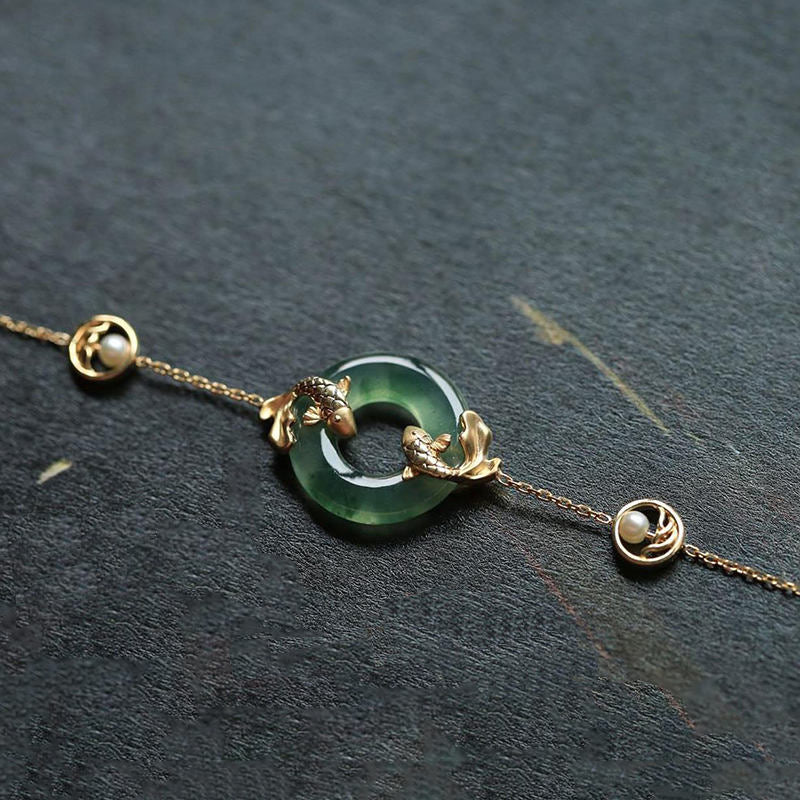 Chavri Cyan Jade Koi Fisch Heilharmonie Armband