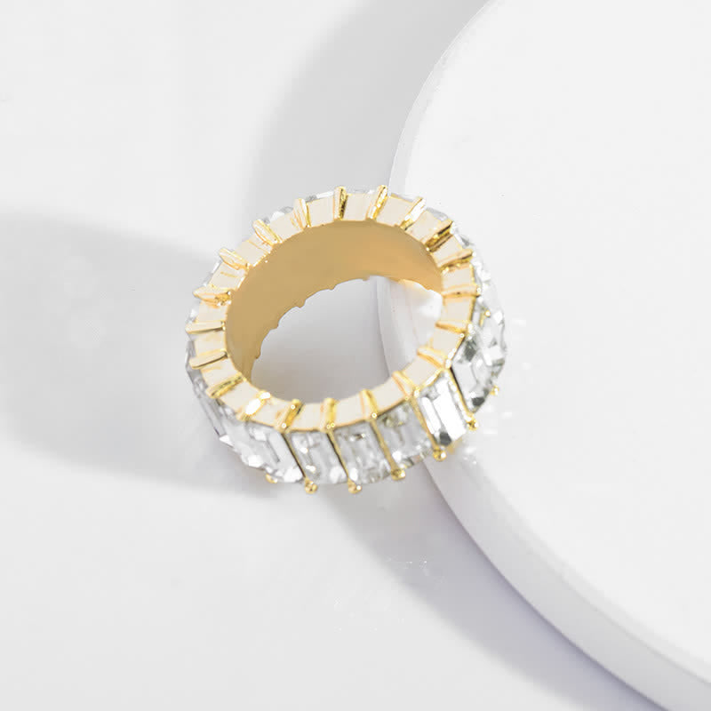 Buntes Edelstein Vertikaler Baguette -Eternitätsring