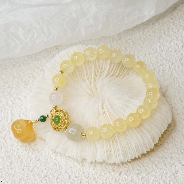 Chavri natürliches Citrin-Jade-Blessing-Glücks-Kürbis-Charm-Armband