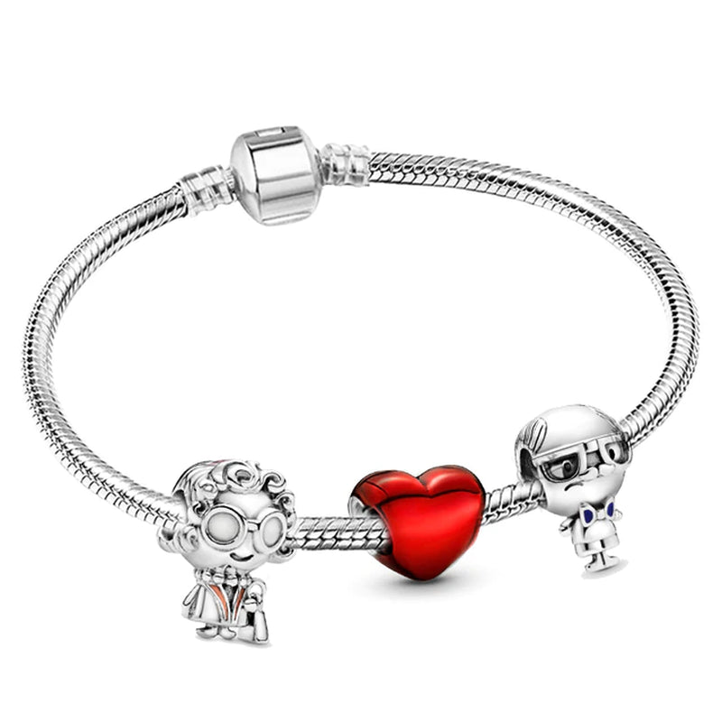 Trendy Romantische 2021 Silber Farbe Charm Armband mit Glückliche Familie Strang Marke Armband für Frauen DIY Schmuck Machen