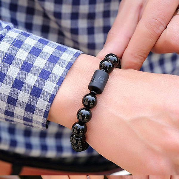 Chavri Soul Cleansing Black Obsidian Phoenix Dragon Armband