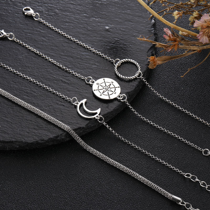 Frei Heute Elefant Totem Moon Kompass Geometrie 5 -Teiliges Armband Set