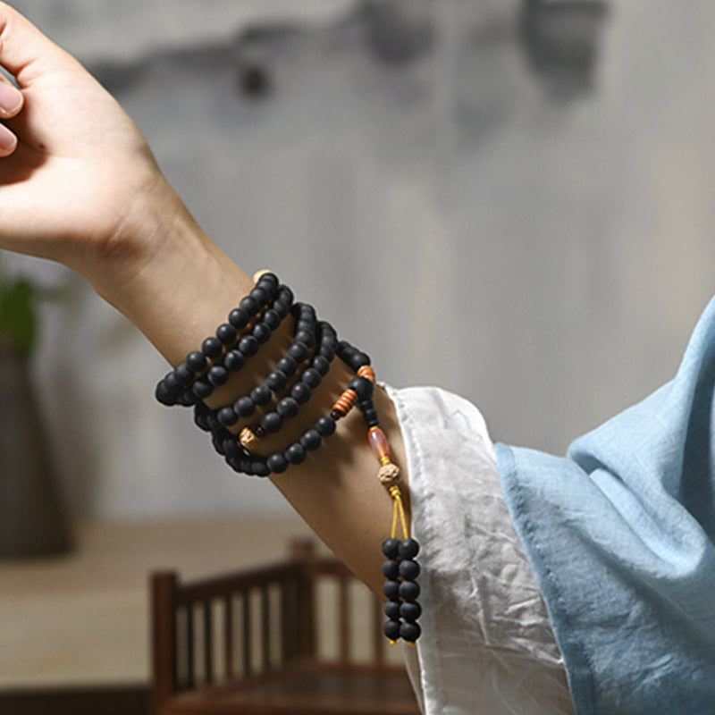 Chavri tibetisches Mala-Zypressen-Bodhi-Samen-Heilarmband aus rotem Achat