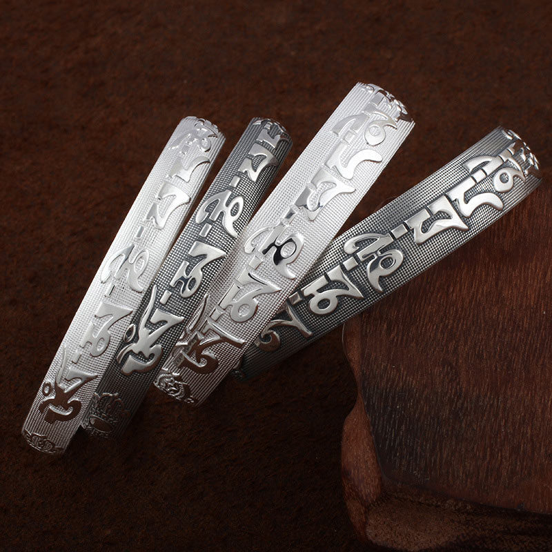 Chavri tibetisches Sanskrit-Meditations-Gebetsarmband aus weißem Kupfer