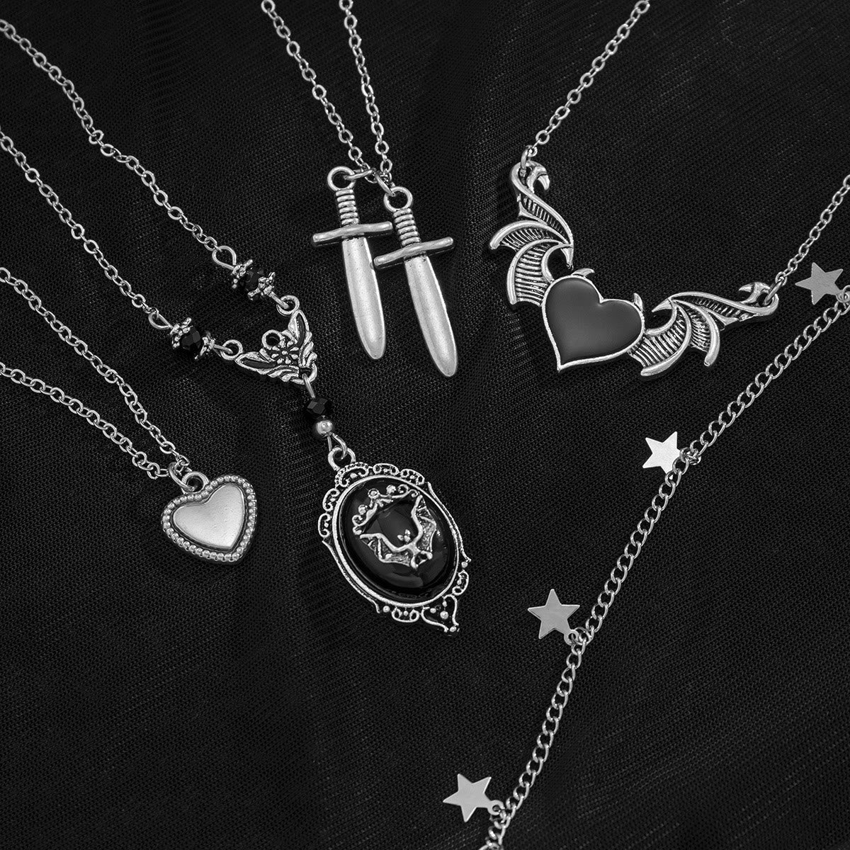 Dark Punk Love Wings Pendentin Halloween Halskette
