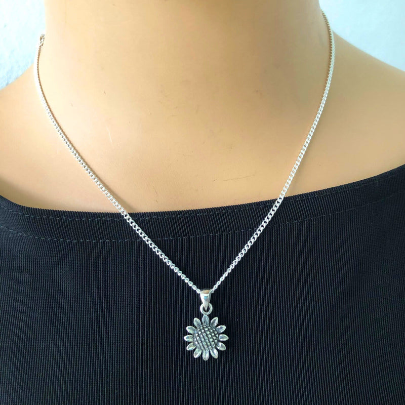 Positivität Glück Silber Sonnenblumen Halskette