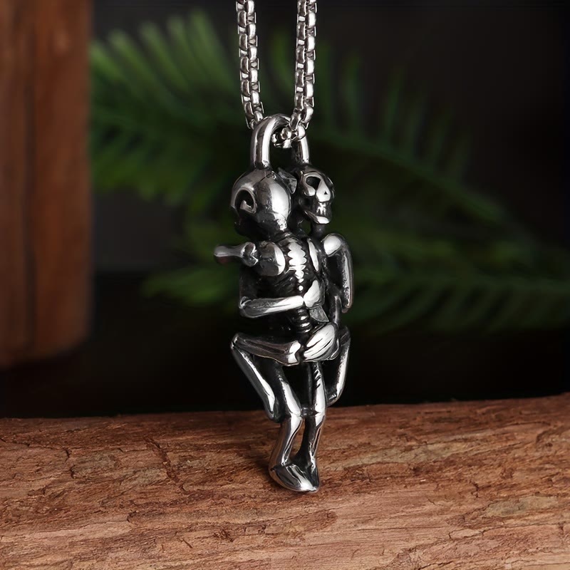 Ewige Liebe Tod Umarmung Schädel Halskette