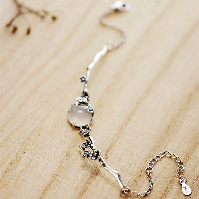 Chavri Pflaumenblüten-Chalcedon-Positiv-Armband