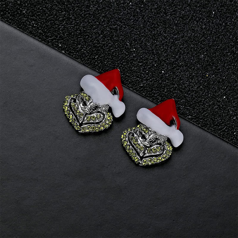 Weihnachtshut Herz Peridot Halskette Ohrringe