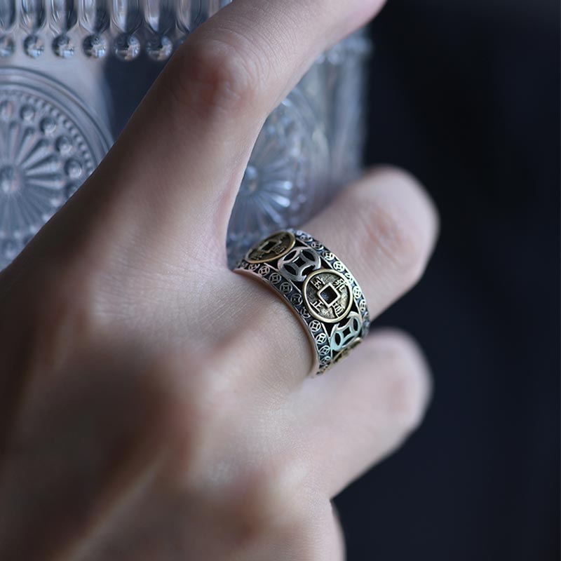 Verstellbarer Chavri-Fünf-Kaiser-Münzen-Balance-Ring