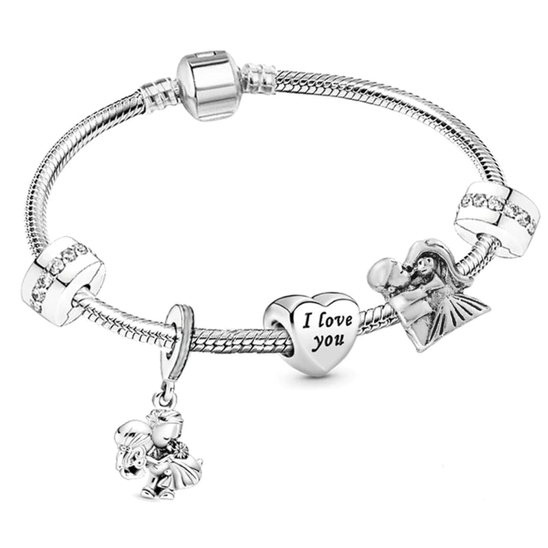 Trendy Romantische 2021 Silber Farbe Charm Armband mit Glückliche Familie Strang Marke Armband für Frauen DIY Schmuck Machen