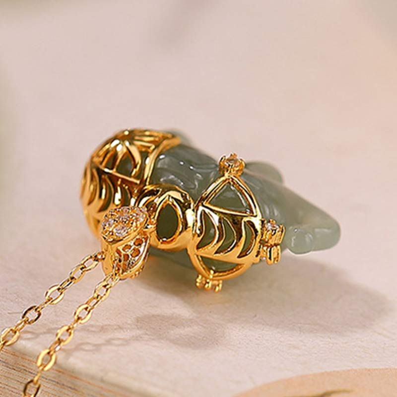 Chavri 925 Sterling Silber Jade Elefant Segen Glück Halskette Kettenanhänger