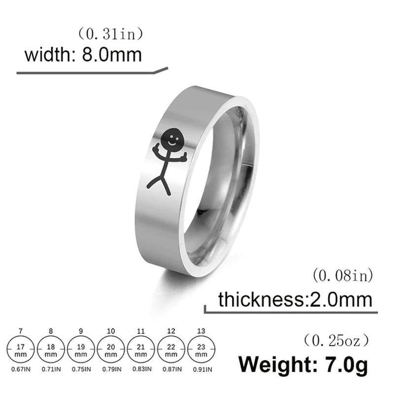 Einfache Trend Lustige Mittelfinger Stickman Ring Hip Hop Fuxk Sie Doodle Ringe für Mann Paar Party Neue Geschenke Schmuck
