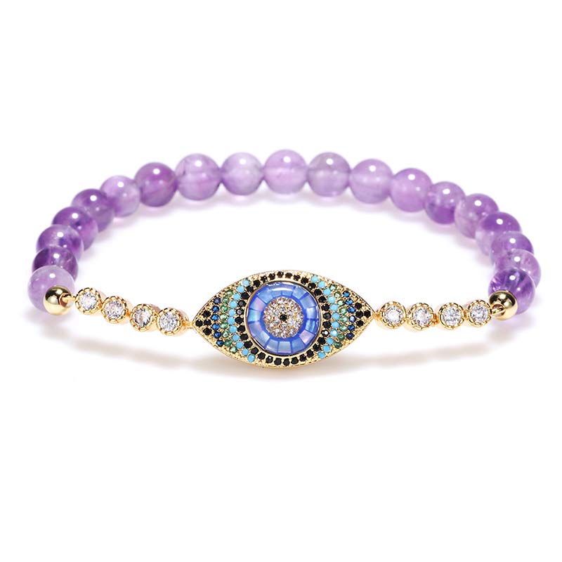 Amethyst Evil Eye Symbol Heilung Armband