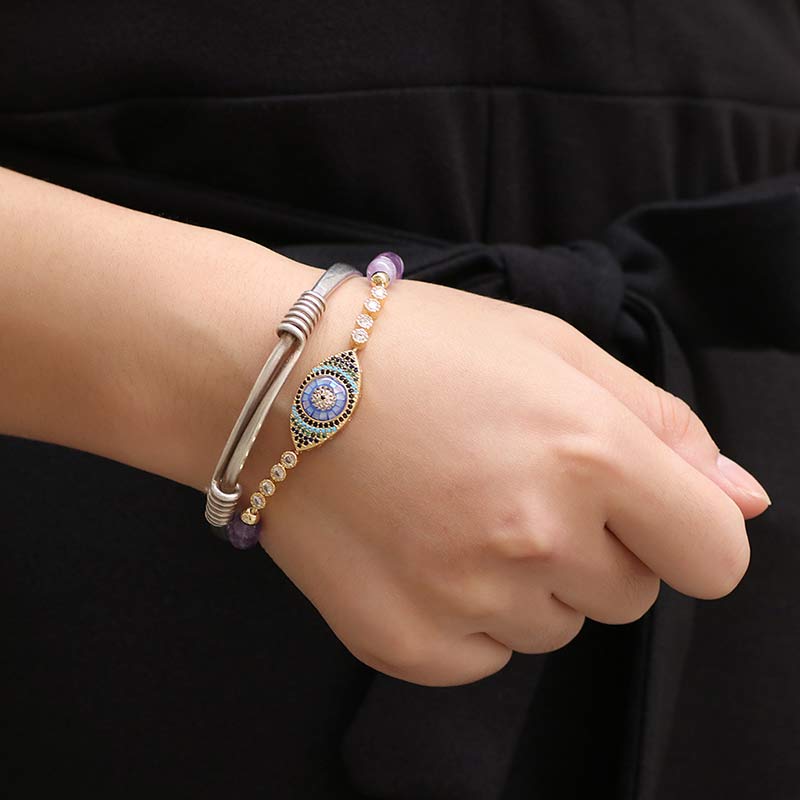 Amethyst Evil Eye Symbol Heilung Armband