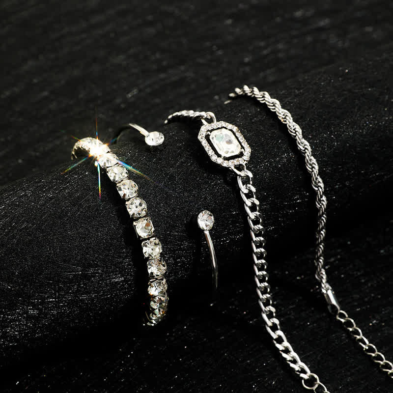 4Pcs Twist Imitation Edelsteinarmband Set