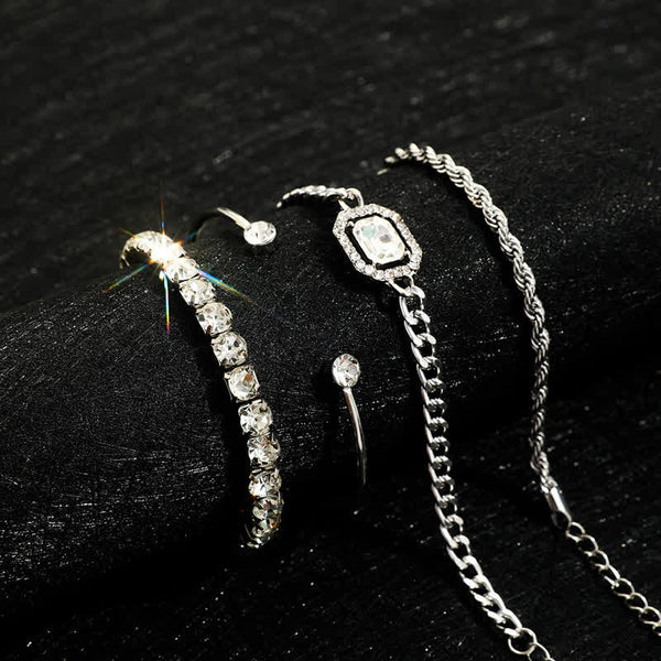 4Pcs Twist Imitation Edelsteinarmband Set