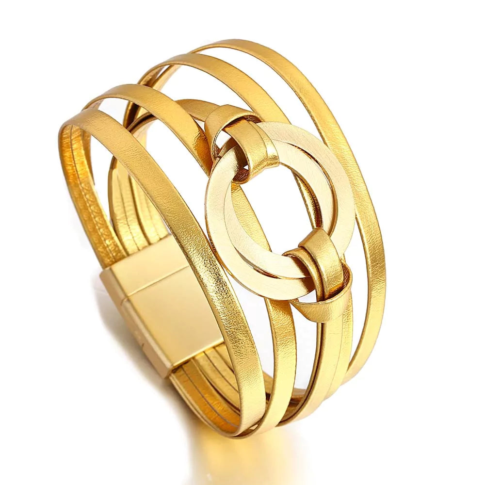 Böhmisches Doppelkreis-Lederarmband