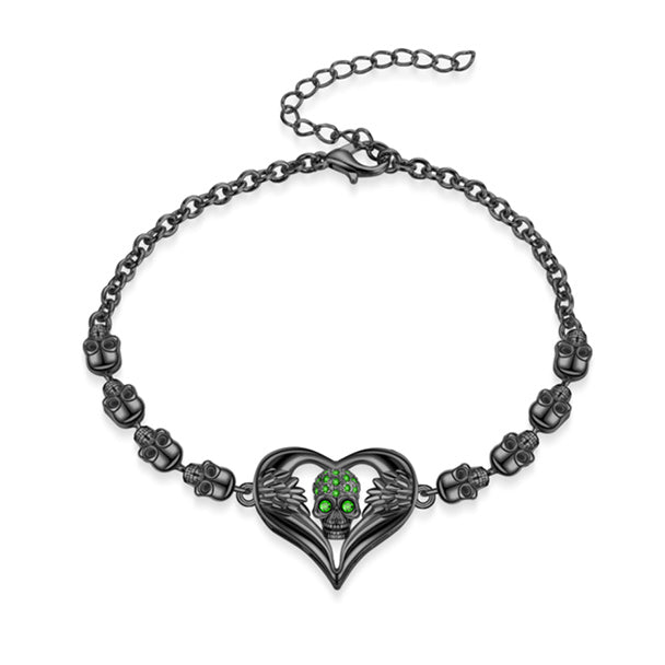 Herzengel Und Gotischer Schädel Kubisches Zirkonia  Vintage  Armband