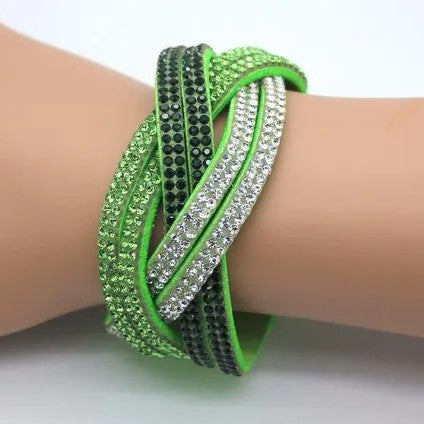 Geflochtenes Strass-Lederarmband