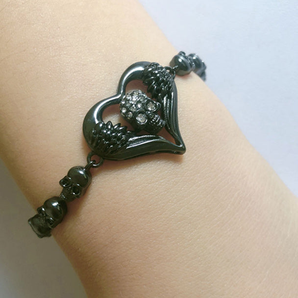 Herzengel Und Gotischer Schädel Kubisches Zirkonia  Vintage  Armband