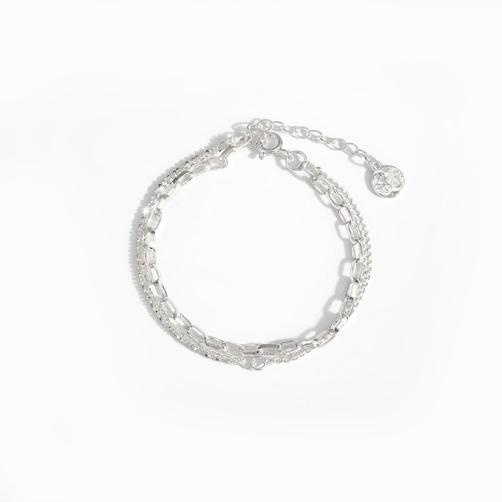 Modisches Doppelschicht-Babysbreath-Hohlkettenarmband aus 925er-Sterlingsilber