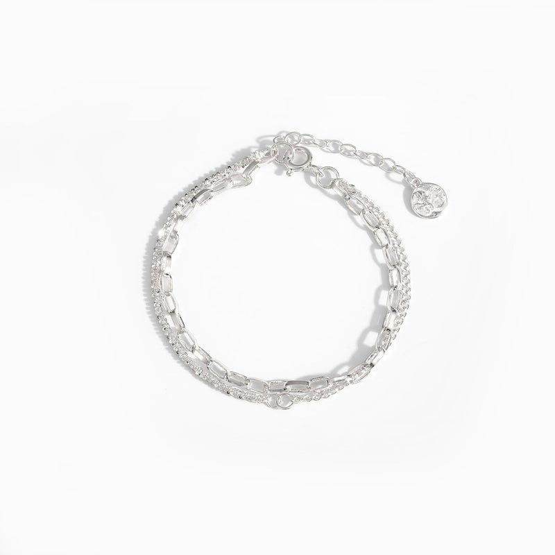 Modisches Doppelschicht-Babysbreath-Hohlkettenarmband aus 925er-Sterlingsilber