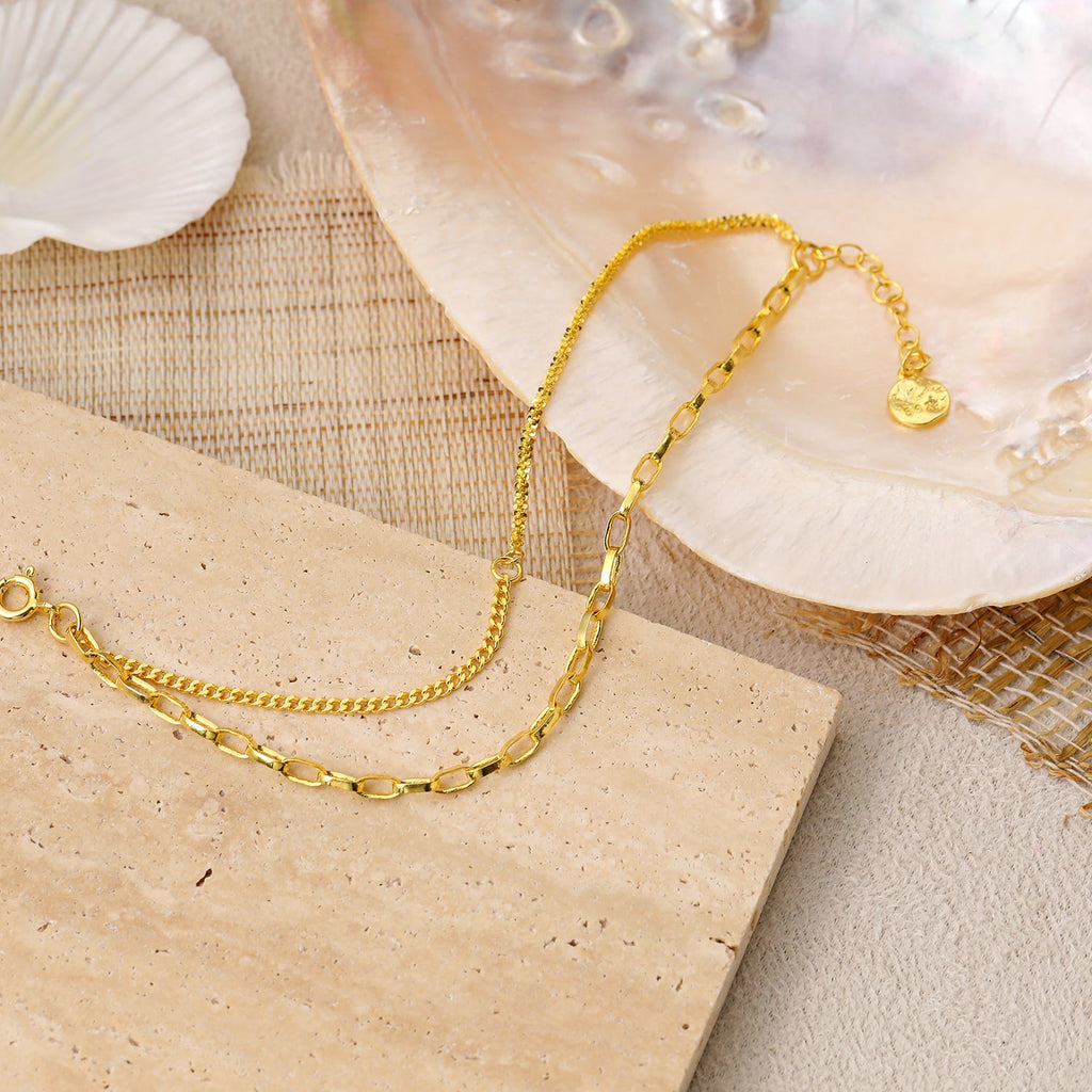 Modisches Doppelschicht-Babysbreath-Hohlkettenarmband aus 925er-Sterlingsilber