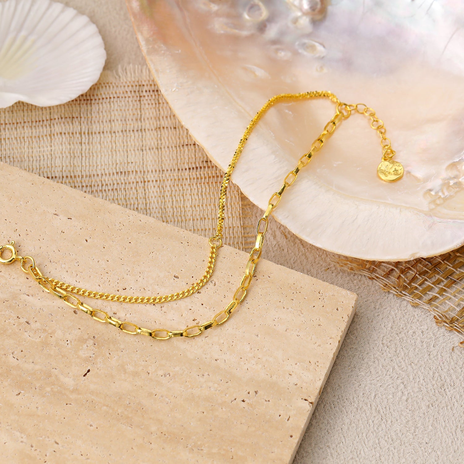 Modisches Doppelschicht-Babysbreath-Hohlkettenarmband aus 925er-Sterlingsilber