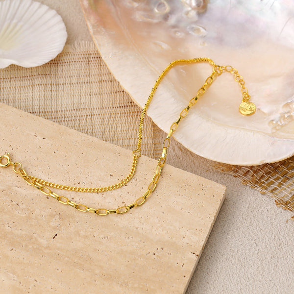 Modisches Doppelschicht-Babysbreath-Hohlkettenarmband aus 925er-Sterlingsilber