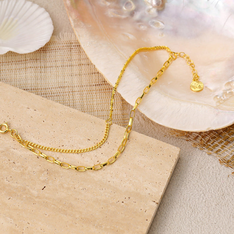 Modisches Doppelschicht-Babysbreath-Hohlkettenarmband aus 925er-Sterlingsilber