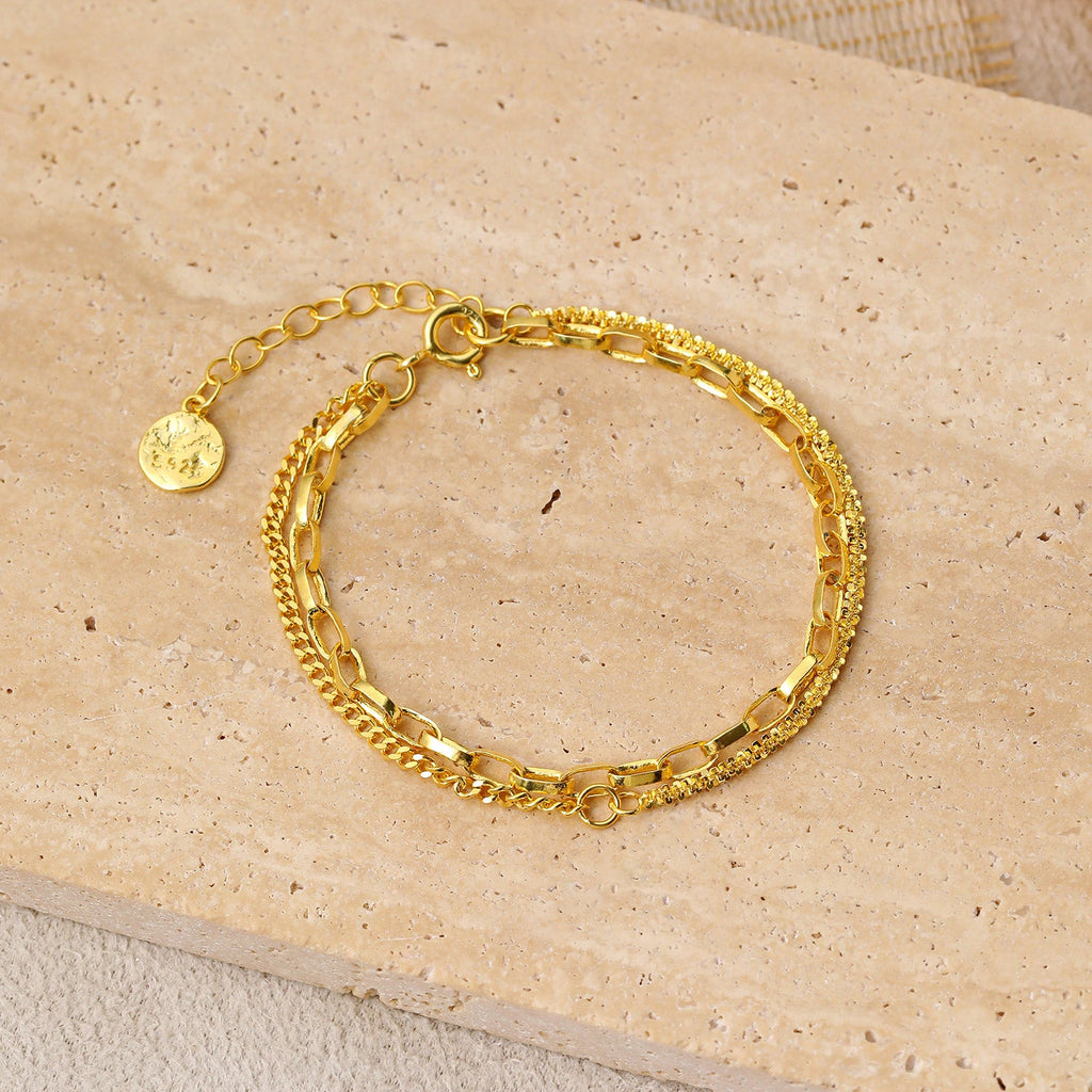 Modisches Doppelschicht-Babysbreath-Hohlkettenarmband aus 925er-Sterlingsilber