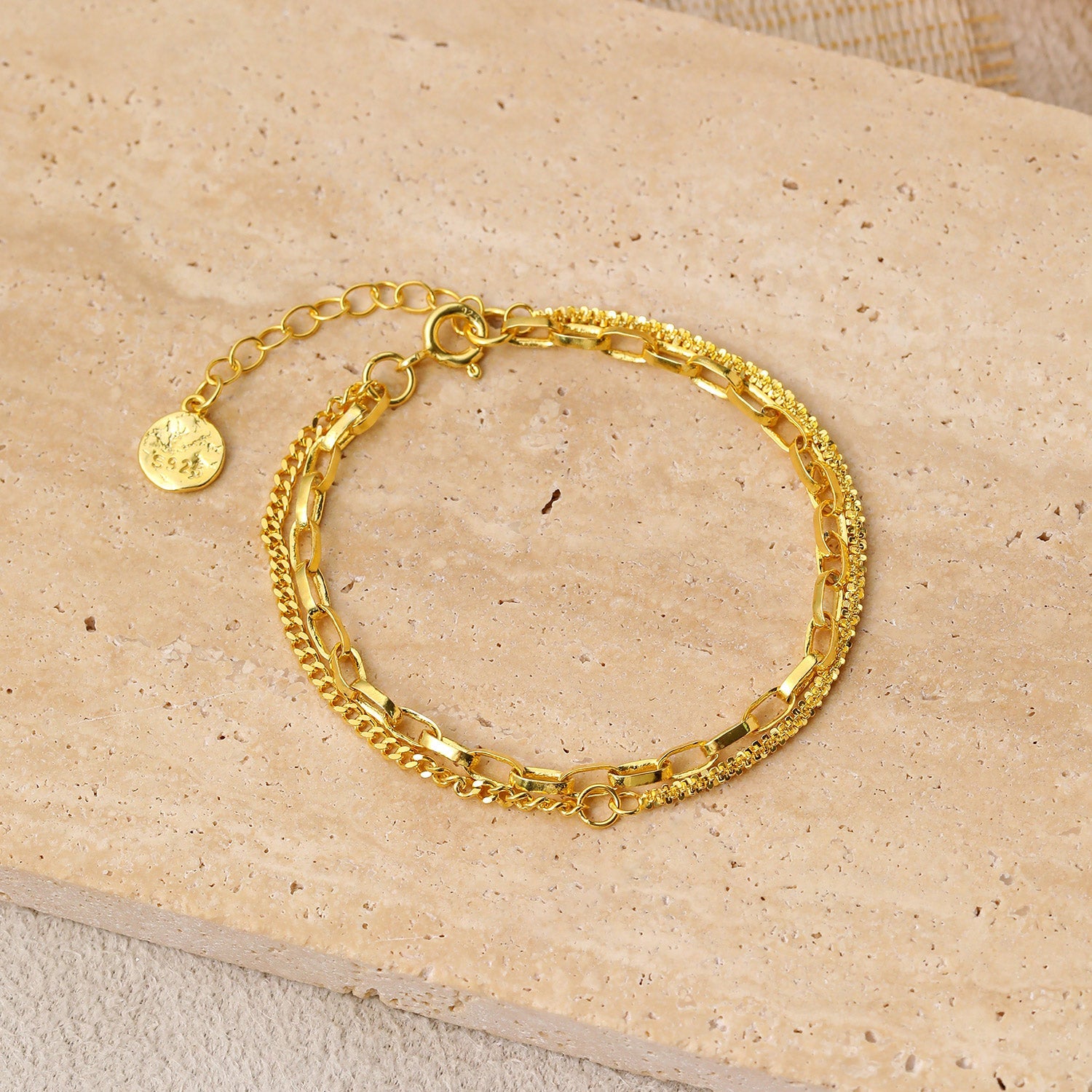 Modisches Doppelschicht-Babysbreath-Hohlkettenarmband aus 925er-Sterlingsilber