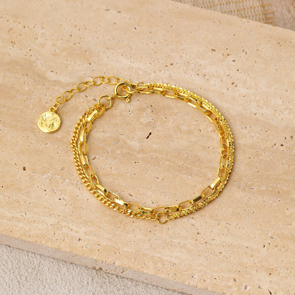 Modisches Doppelschicht-Babysbreath-Hohlkettenarmband aus 925er-Sterlingsilber