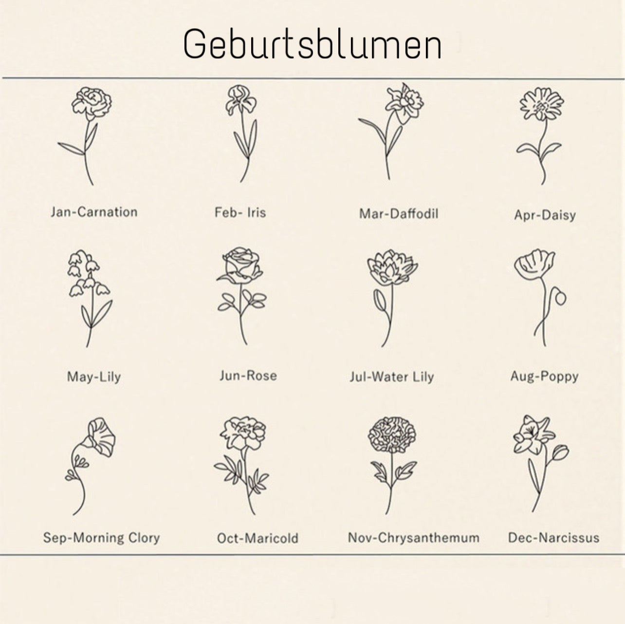 Personalisierte Halskette mit Name und Blume I Namenskette