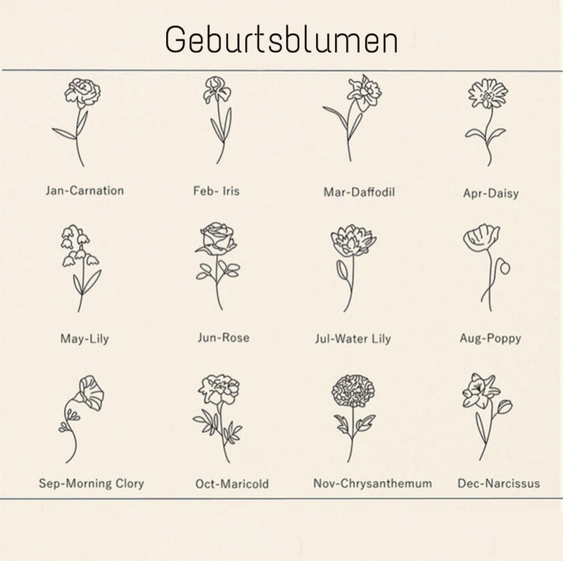 Personalisierte Halskette mit Name und Blume I Namenskette