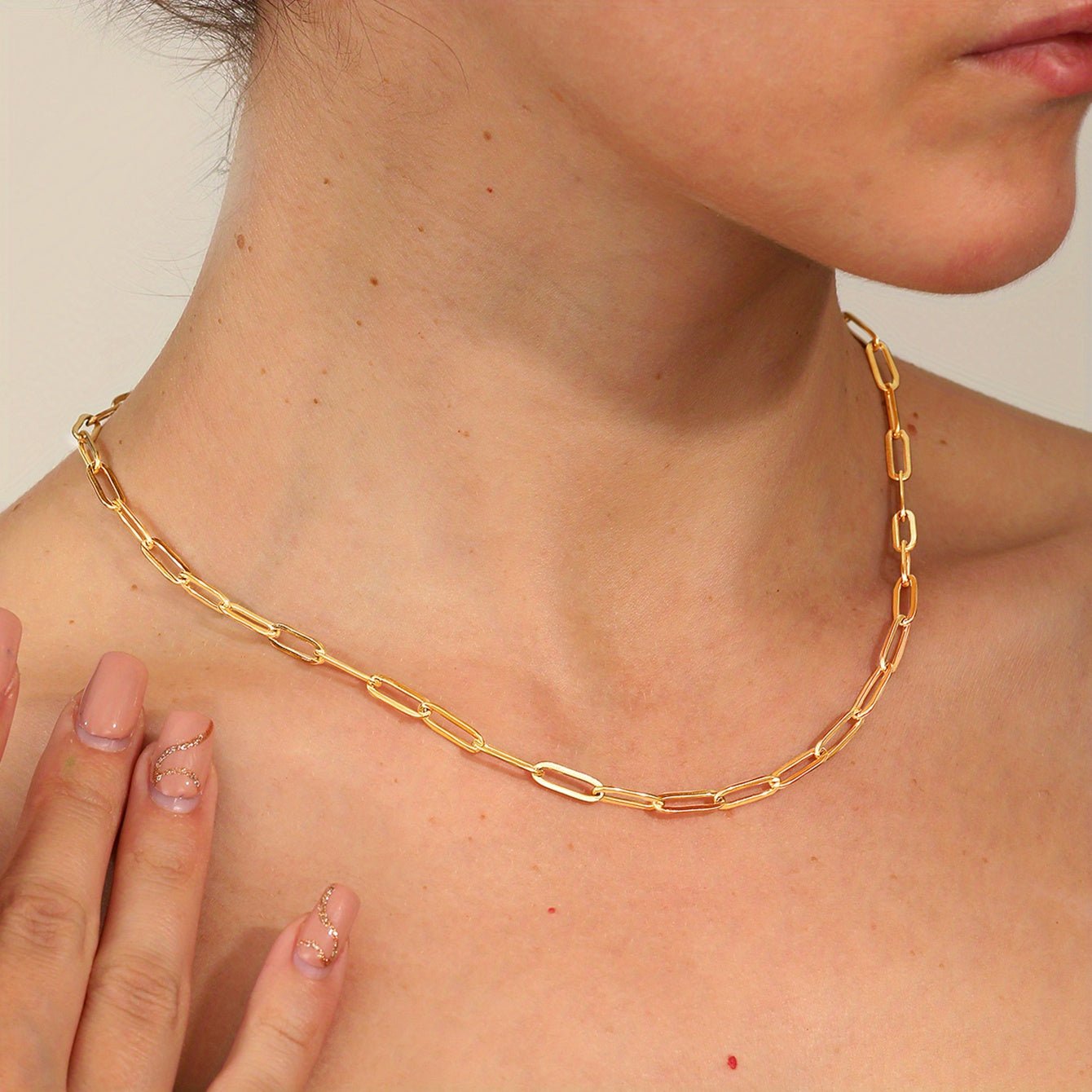 Kiara 18K Gold Plattierte Paperklammer Halskette
