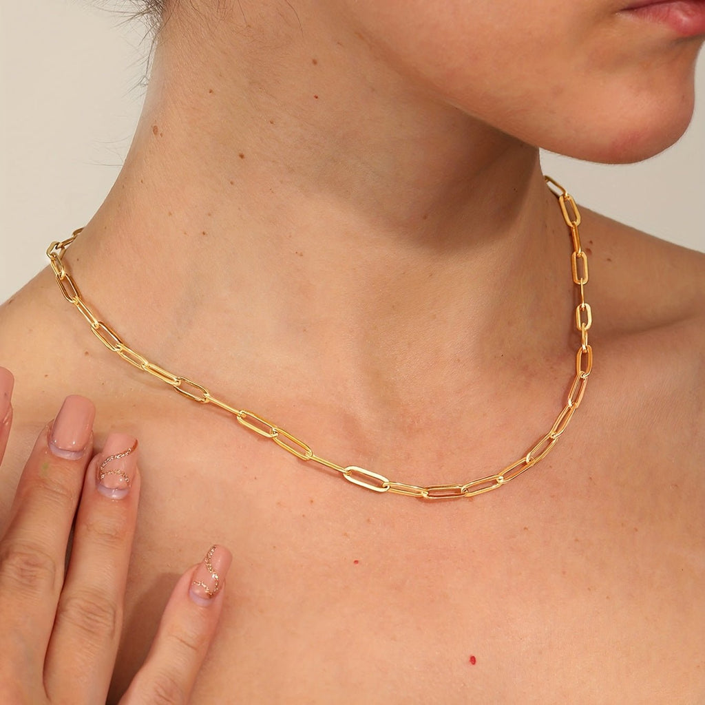 Kiara 18K Gold Plattierte Paperklammer Halskette