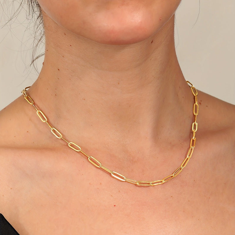 Kiara 18K Gold Plattierte Paperklammer Halskette