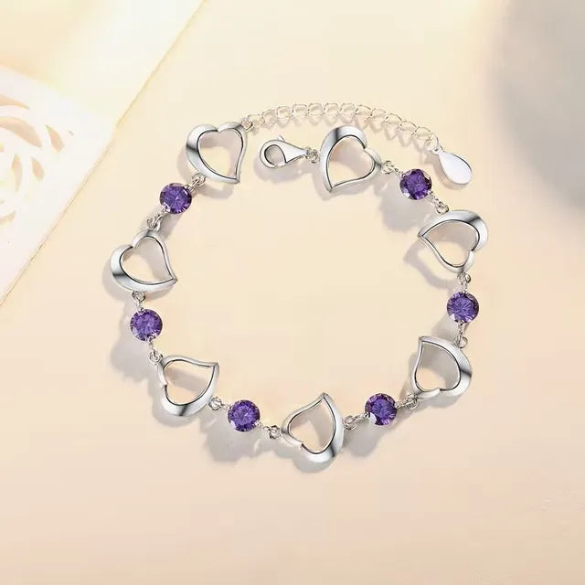 Elegantes Armband mit weißem und violettem Kristall für Damen