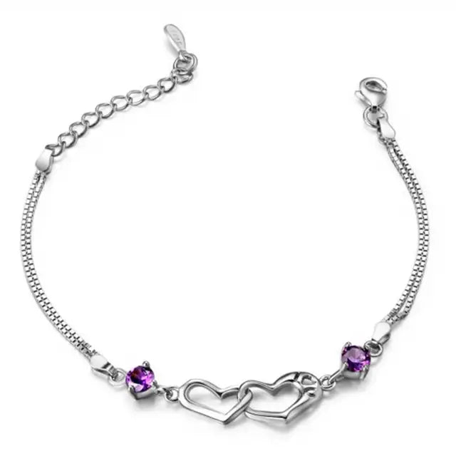 Elegantes Armband mit weißem und violettem Kristall für Damen