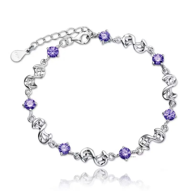 Elegantes Armband mit weißem und violettem Kristall für Damen