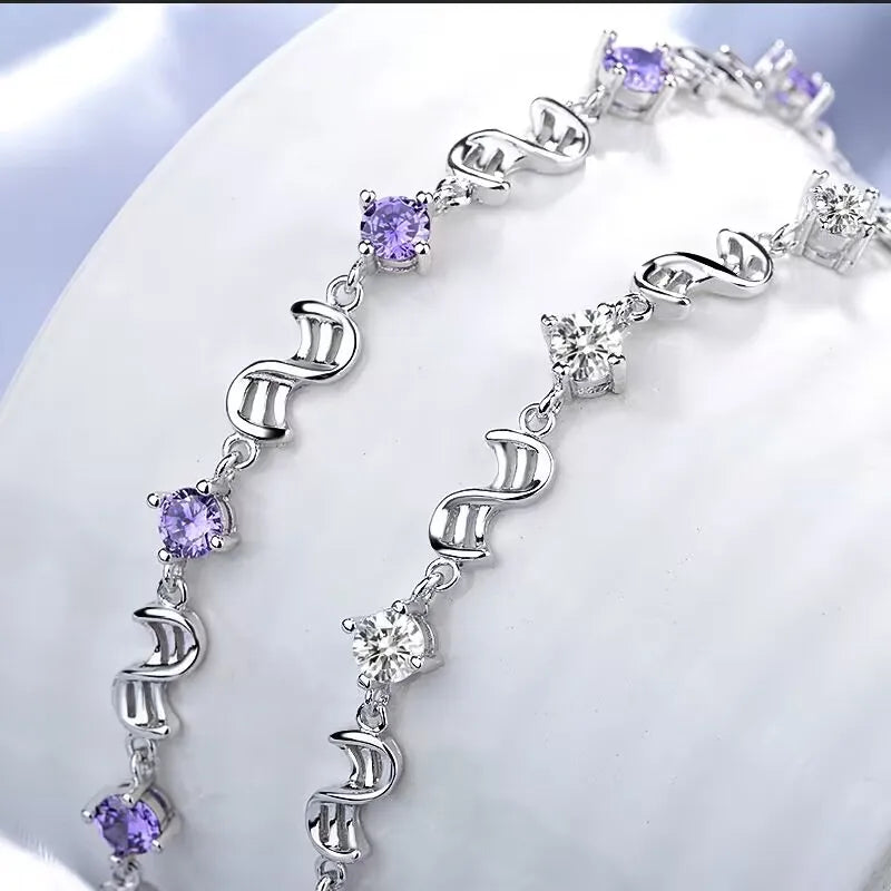 Elegantes Armband mit weißem und violettem Kristall für Damen