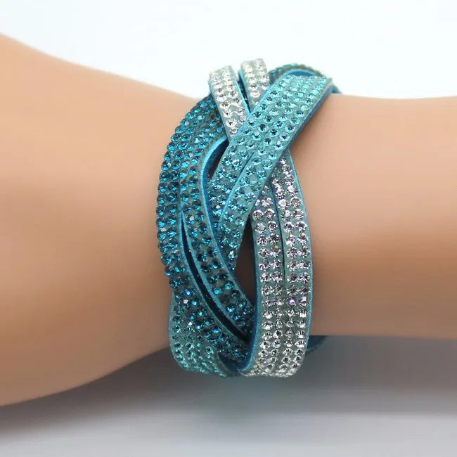 Geflochtenes Strass-Lederarmband