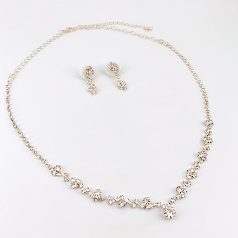 Mia Elegant Strass Halskette Ohrringe Set