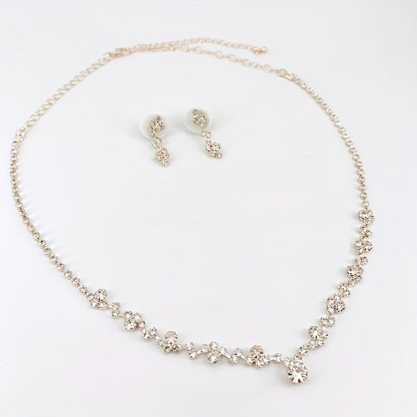 Mia Elegant Strass Halskette Ohrringe Set