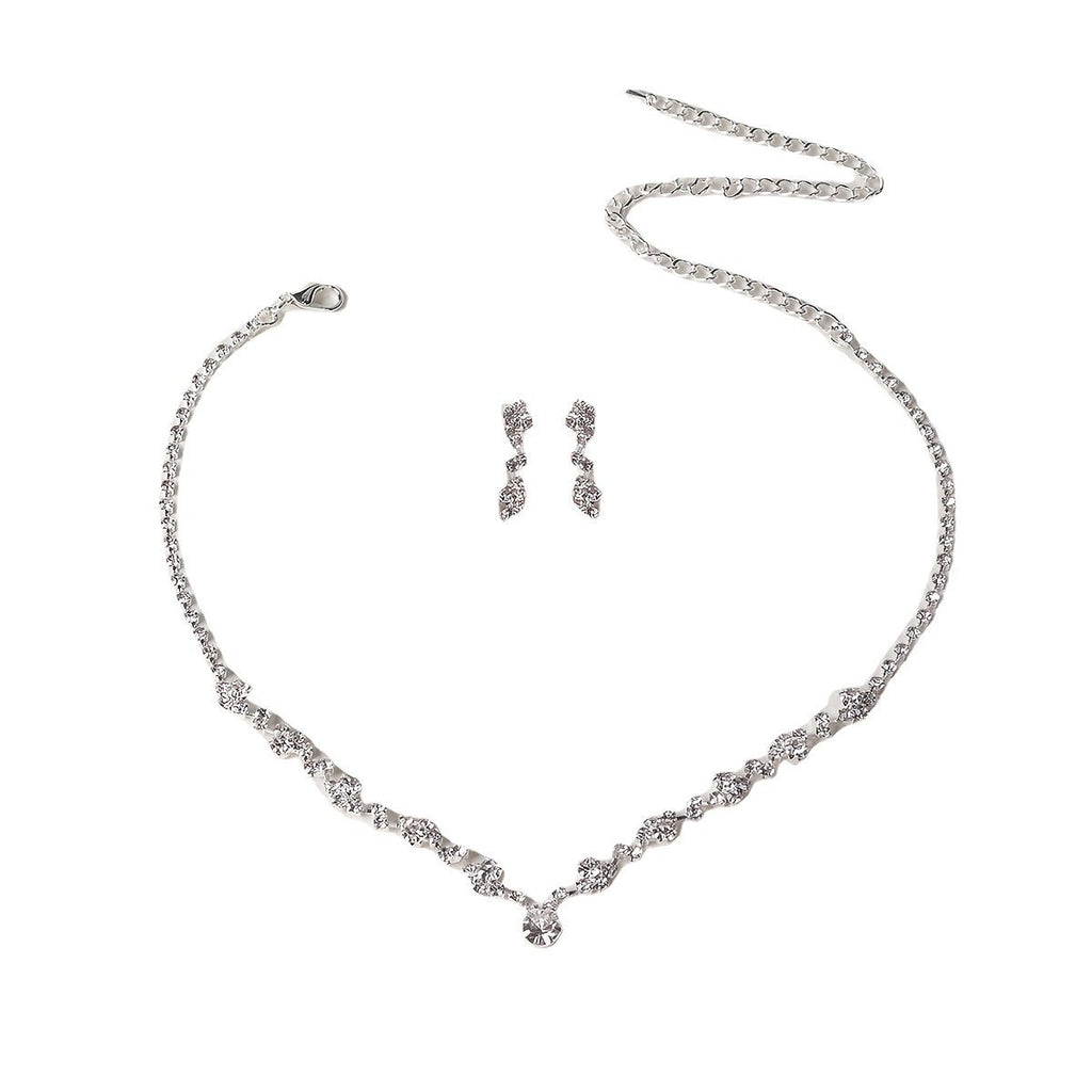 Mia Elegant Strass Halskette Ohrringe Set
