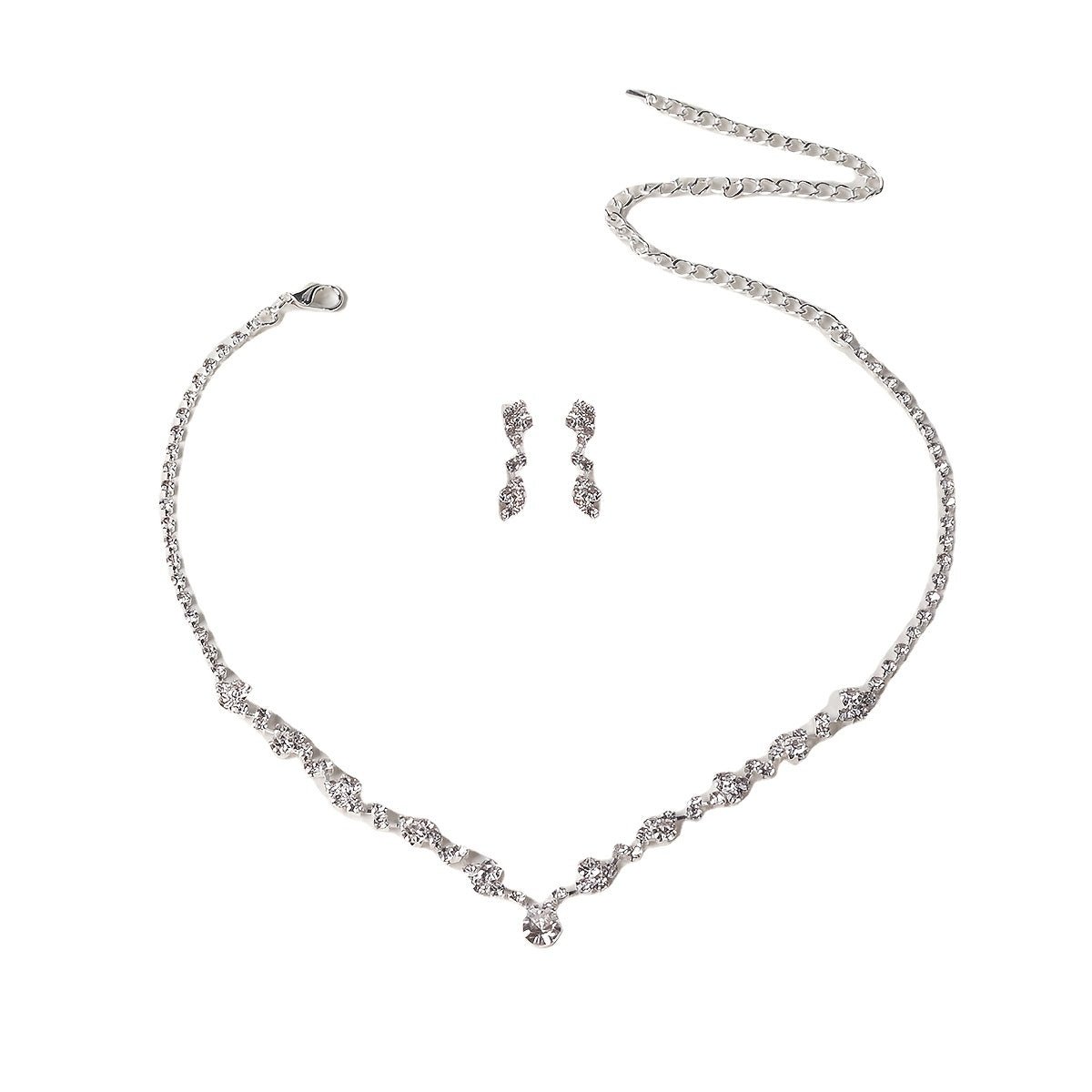 Mia Elegant Strass Halskette Ohrringe Set