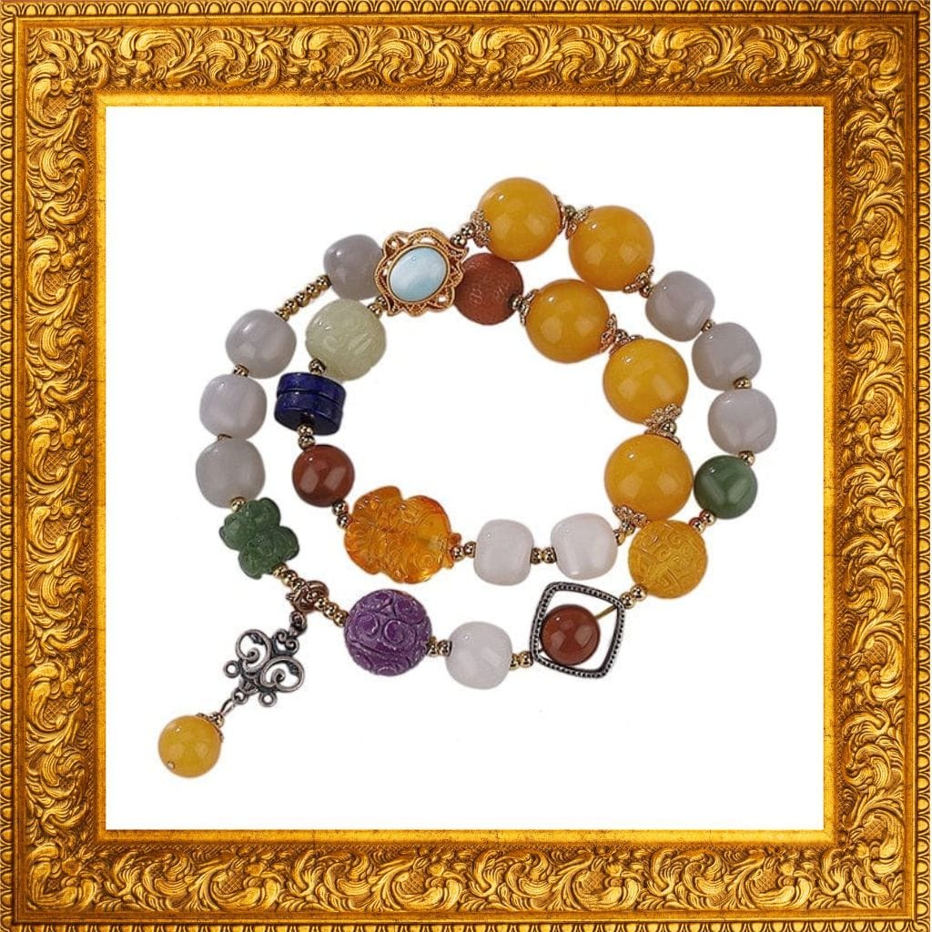 Armband mit mehreren Edelsteinen und doppelten Perlen